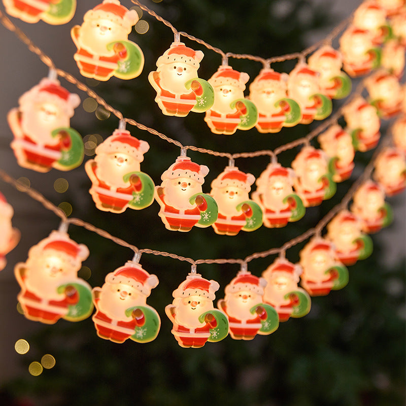 2025 New Cross-Border LED Santa Claus Snowman Christmas Tree String Lights Window Decoration Lights Holiday Colorful Flashing Lights