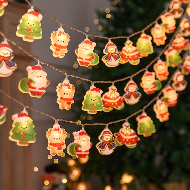 2025 New Cross-Border LED Santa Claus Snowman Christmas Tree String Lights Window Decoration Lights Holiday Colorful Flashing Lights