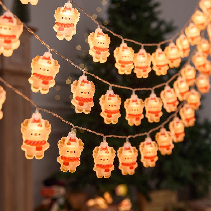 2025 New Cross-Border LED Santa Claus Snowman Christmas Tree String Lights Window Decoration Lights Holiday Colorful Flashing Lights