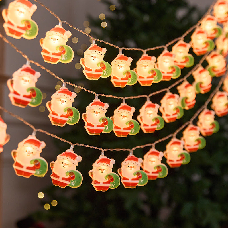2025 New Cross-Border LED Santa Claus Snowman Christmas Tree String Lights Window Decoration Lights Holiday Colorful Flashing Lights