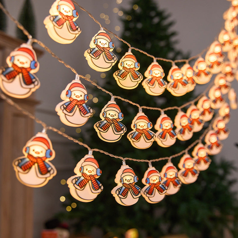 2025 New Cross-Border LED Santa Claus Snowman Christmas Tree String Lights Window Decoration Lights Holiday Colorful Flashing Lights